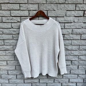 Aerie Cream Oversized Mock Neck Chunky Knit Sweater Size Medium